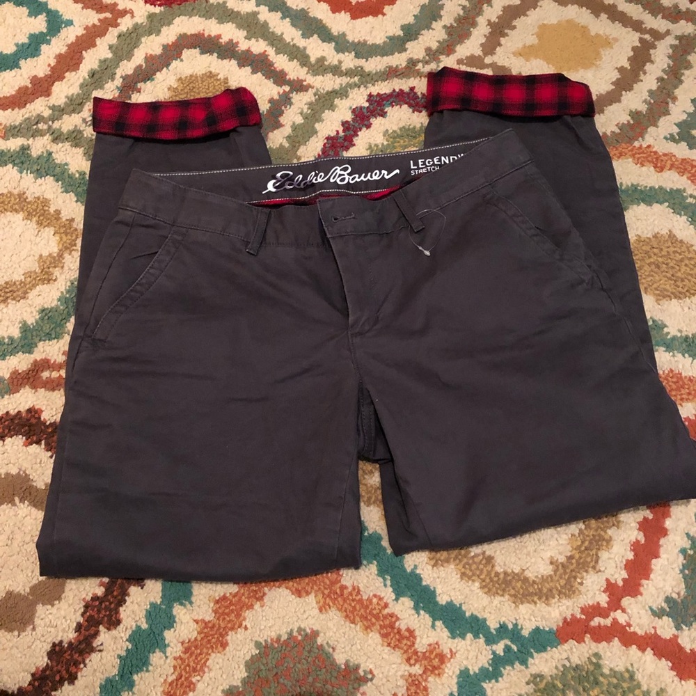 Gray Flannel-lined Eddie Bauer Boyfriend Jeans